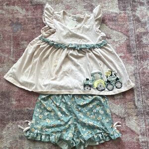 Marie Nicole 2XL Girls Farm Cow Floral 2pc Outfit Top Shorts